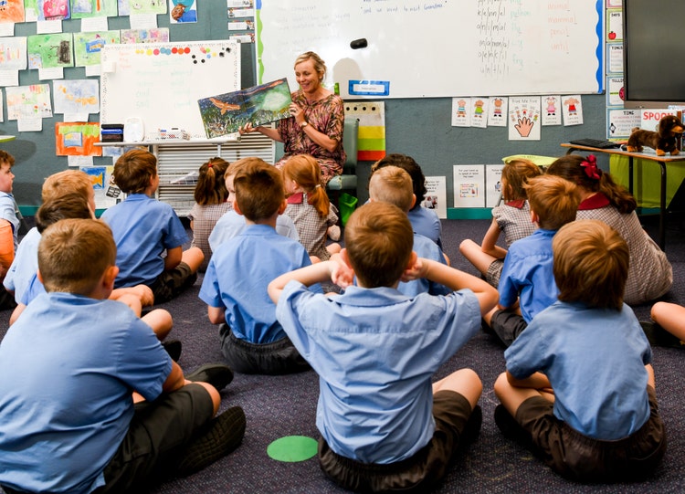 Teacher and students in the classroom