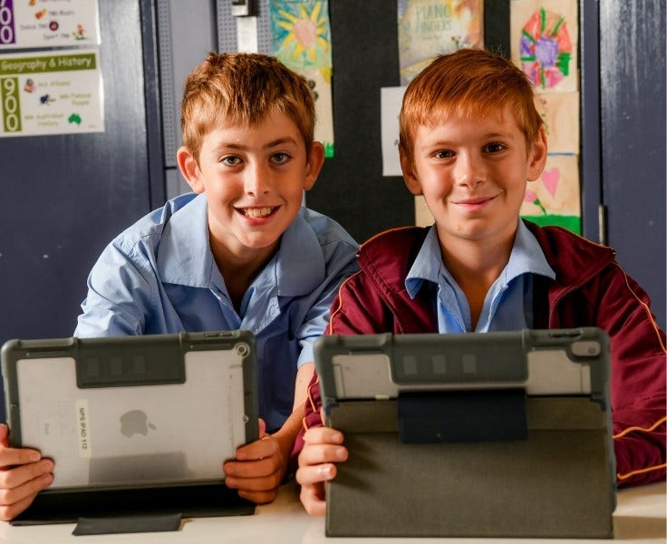 Two students in the library