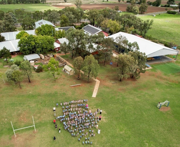 School and students from above